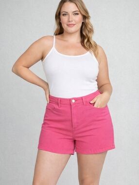 Stretchy Pink High Waist Shorts Vibrant Denim Style